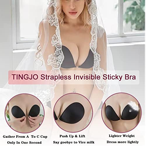 Image of Hasimor 2 PCS Strapless Adhesive Bra Invisible Push Up Sticky Bra Self Adhesive Bra for Women