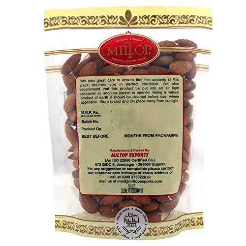 Image of Miltop Raw California Almonds | Premium Badam Giri | High in Fiber & Boost Immunity | Hand-Picked Nuts & Dry Fruits| 250gm Pouch