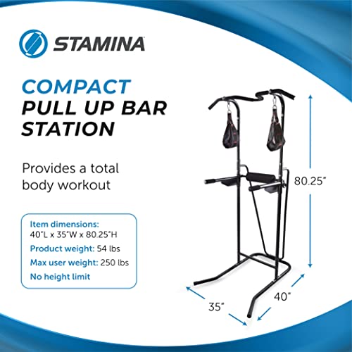 Stamina Power Tower 1698 - Dip Bar Pull Up Bar Station with Smart Workout App - Dip Bars for Home Workout - Up to 250 lbs Weight Capacity - Black - Thumbnail 3