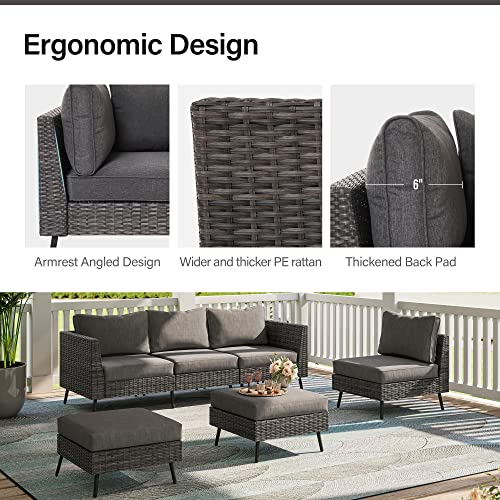 image for LAUSAINT HOME Outdoor Patio Furniture, 6 Piece Outdoor Sectional Sofa 