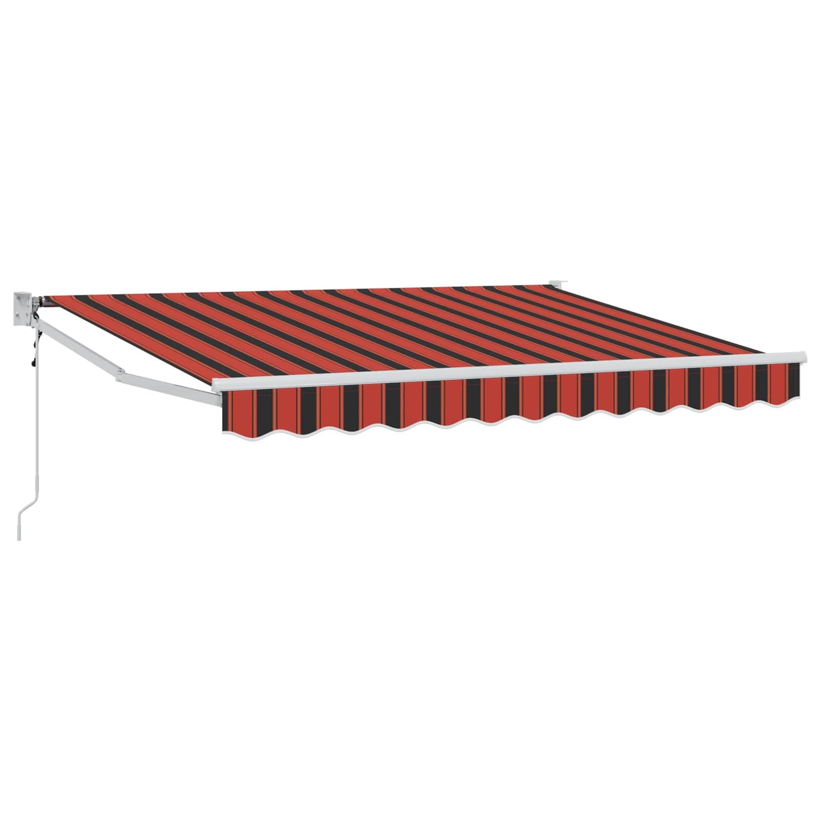Tenda da sole motorizzata con braccio articolato, 3,5 x 2 m, estensibile per terrazza, con telecomando e manovella, telaio in alluminio e acciaio per giardino e balcone, arancione, nero