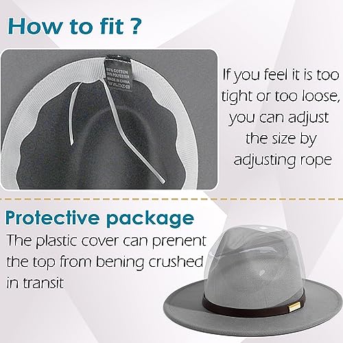 Image of Fedora Hats for Men Wide Brim Panama Hat with Classic Belt