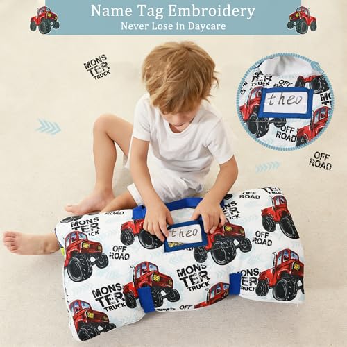 Image of Toddler Nap Mat for Preschool 50''x30'' Sleeping Mat with Removable Pillow and Minky Blanket for Kids Ages 3-7 Roll Up Soft Sleeping Bag for Boys Girls Kindergarten Daycare Sleepover