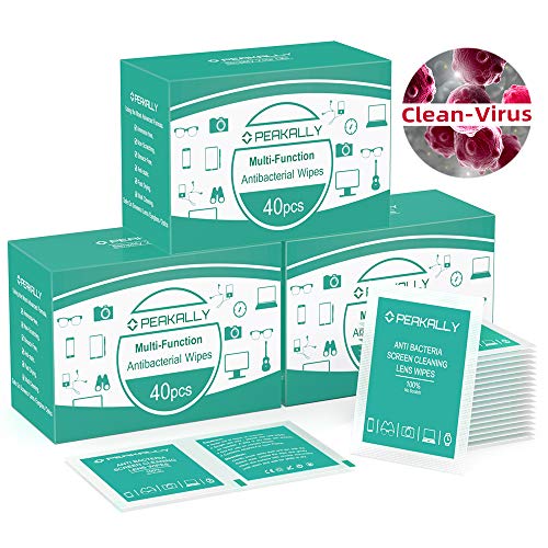 Lens Cleaning Wipes, Peakally Pre-Moistened Screen Wipes Safely Clean Electronic,Phone,Eyeglasses,Laptop,Screen and Other Delicate Surfaces,Individually Wrapped Cleaner Kit-120 ct