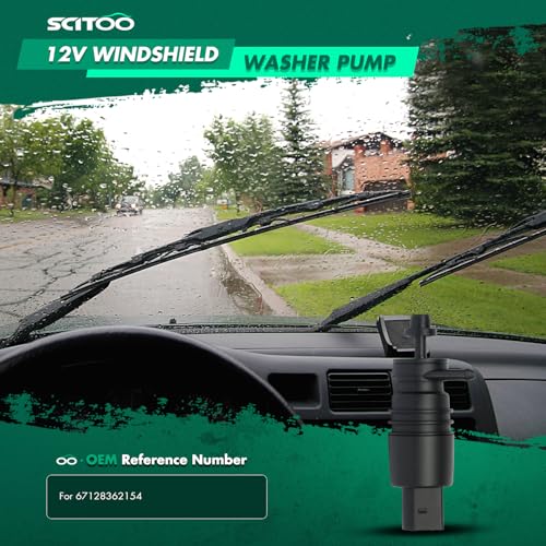 Image of SCITOO Windshield Washer Pump Fits For 1997-2007 for Mercedes-Benz C230, Replacement OE# 67128362154, 2 - Pin