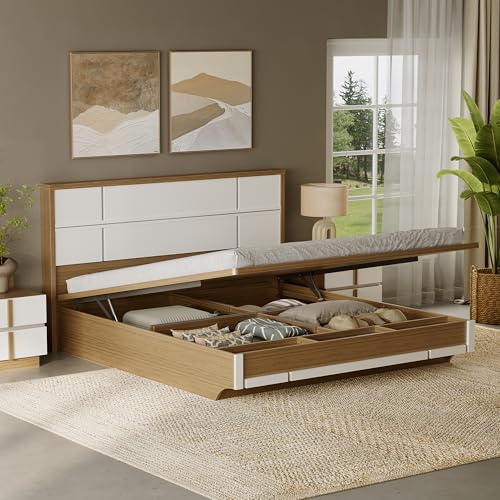 Image of Wakefit Arca King Engineered Wood Bed with Hydraulic Storage