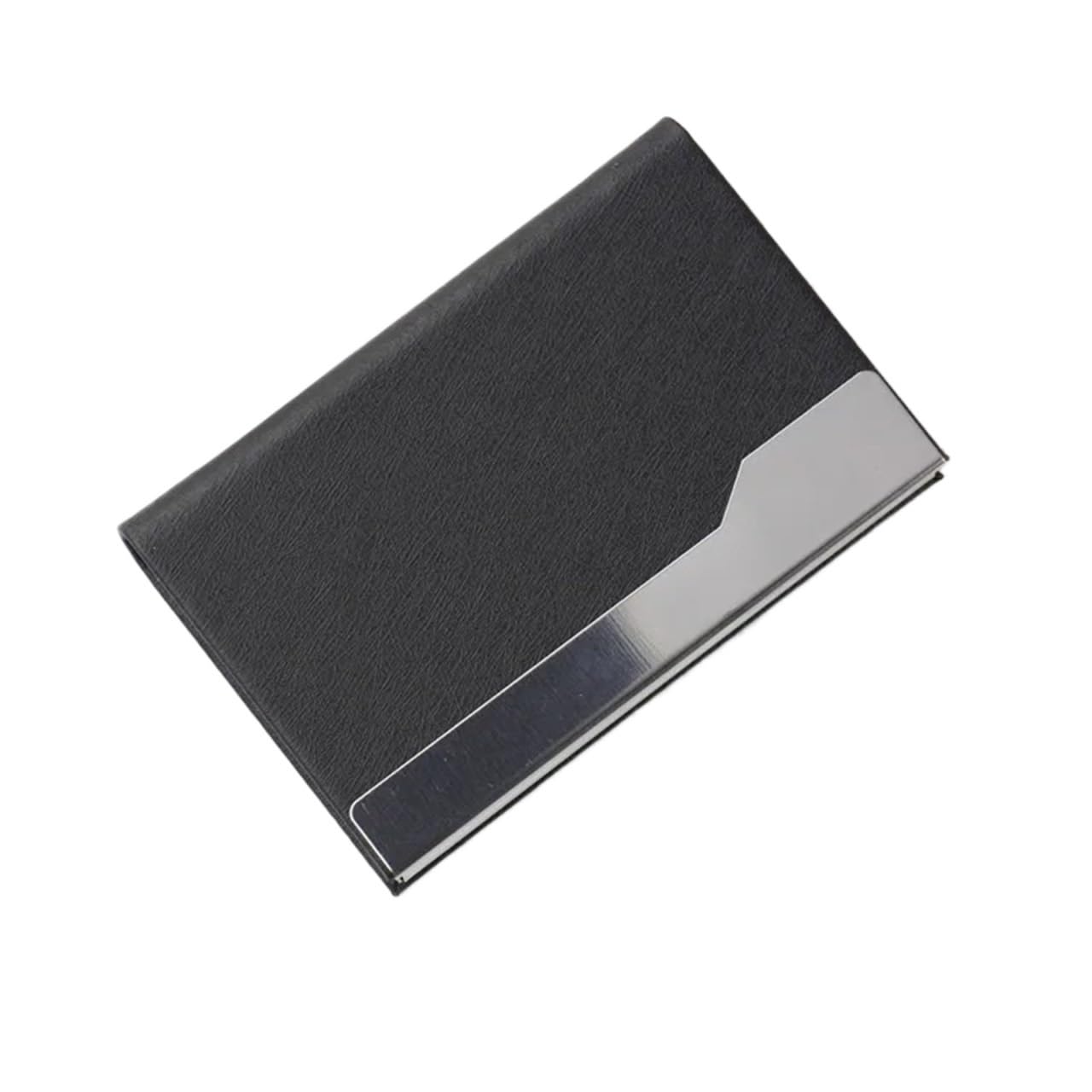 Vaeltor Black 6Pcs Pu Leather Business Card Case Exhibition Gift Stainless Steel Metal Holder(Black)
