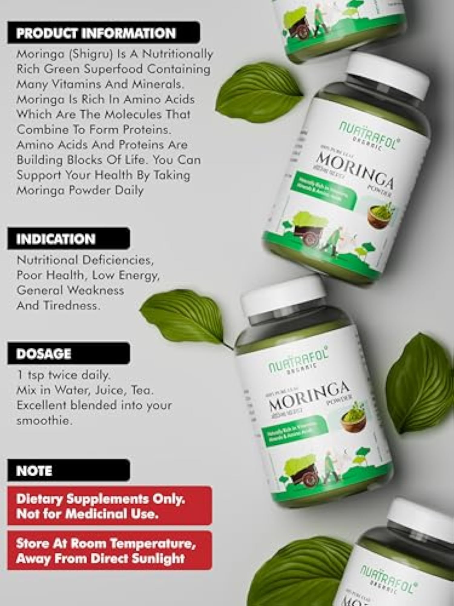 Organic Moringa Powder for Digestion & Energy Support