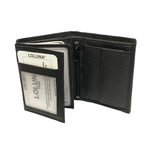 LOLUNA® Mini Portefeuille Format Carte Credit Cuir Vachette Souple 3 Volets pour Placer 10 Cartes - permis - identité - Billet - Monnaie - Idée Cadeau pour...