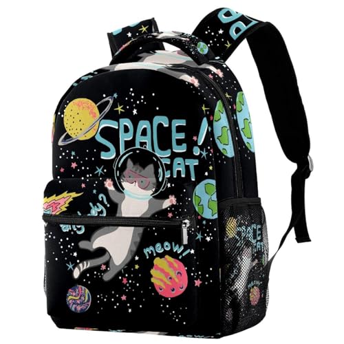 Sac à dos chat spatial multicolore de 40cm pour école et loisirs