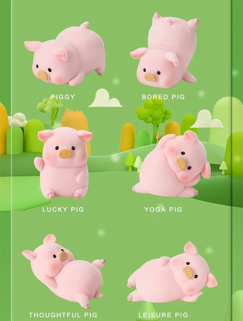 Flocking Cute Piggy Daily Life 1PC Pig Blind Box Bags Figures Collectible Toys Birthday Gifts Miniature Figurines Dector