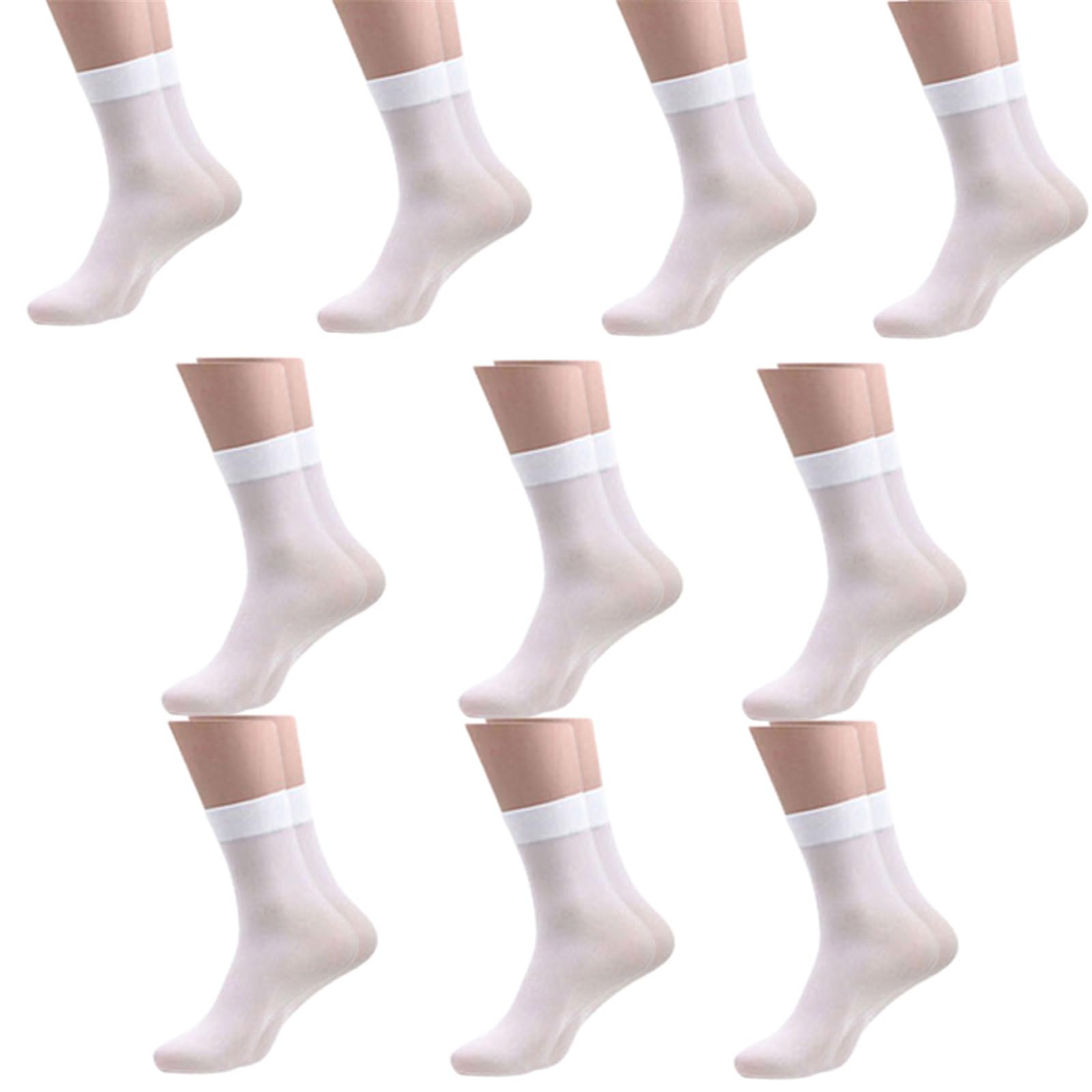 Alloneslife Unisex White 10Pairs Silk Sheer Socks Breathable Dress Socks Soft Athletic Socks For Men Summers Ankle Socks(White)