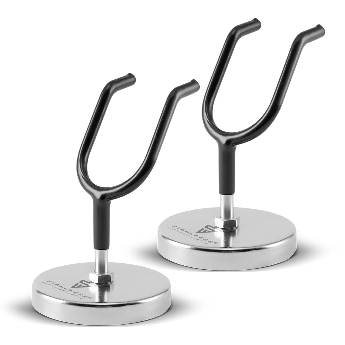 STAHLWERK Lot de 2 supports de pistolet à peinture - Pied magnétique - Noir | Support universel sur étagères et surfaces magnétiques, plateau sûr pour plus de flexibilité lors des travaux de peinture