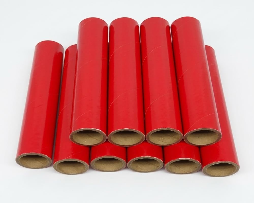 10 FIREWORKS PYRO Gloss Red Heavy Wall Cardboard Tubes, 1" x 6" x 1/8"