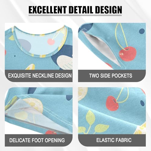 ALAZA Cartoon Whale Lemon Pajamas Short Sleeve 2 Piece Sleepwear Top and Bottom Pajama Set Unisex4