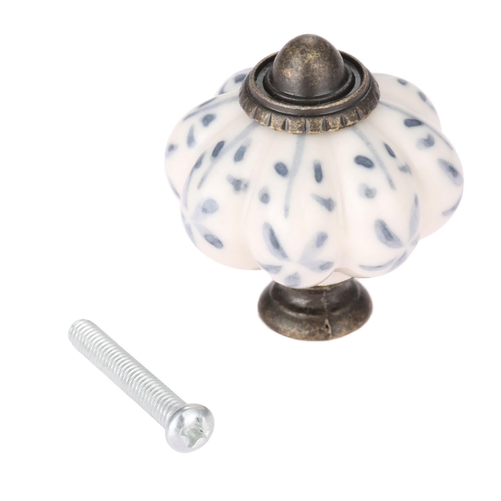 WLIHDB 5Pairs Antique Ceramic Pumpkin Cabinet Handle Knobs Classical Furniture Handles Door Knob Drawer Cupboard Kitchen Pull for Chest of Drawer(Color5)