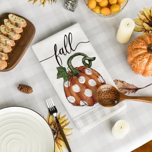 Artoid Mode DISHTOWEL-FALL-4075-2PC-049BO Polka Dot Pumpkin Buffalo Plaid Fall Kitchen Towels Dish Towels thumb #3