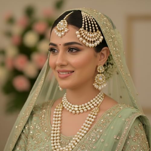 Image of NEW! Touchstone inchContemporary Kundan Collection inch Indian Bollywood Royal Mughal Beautiful Long Chaanbaali Kundan Look Faux Pearls Designer Bridal Jewelry Jhoomer In Gold Tone For Women.