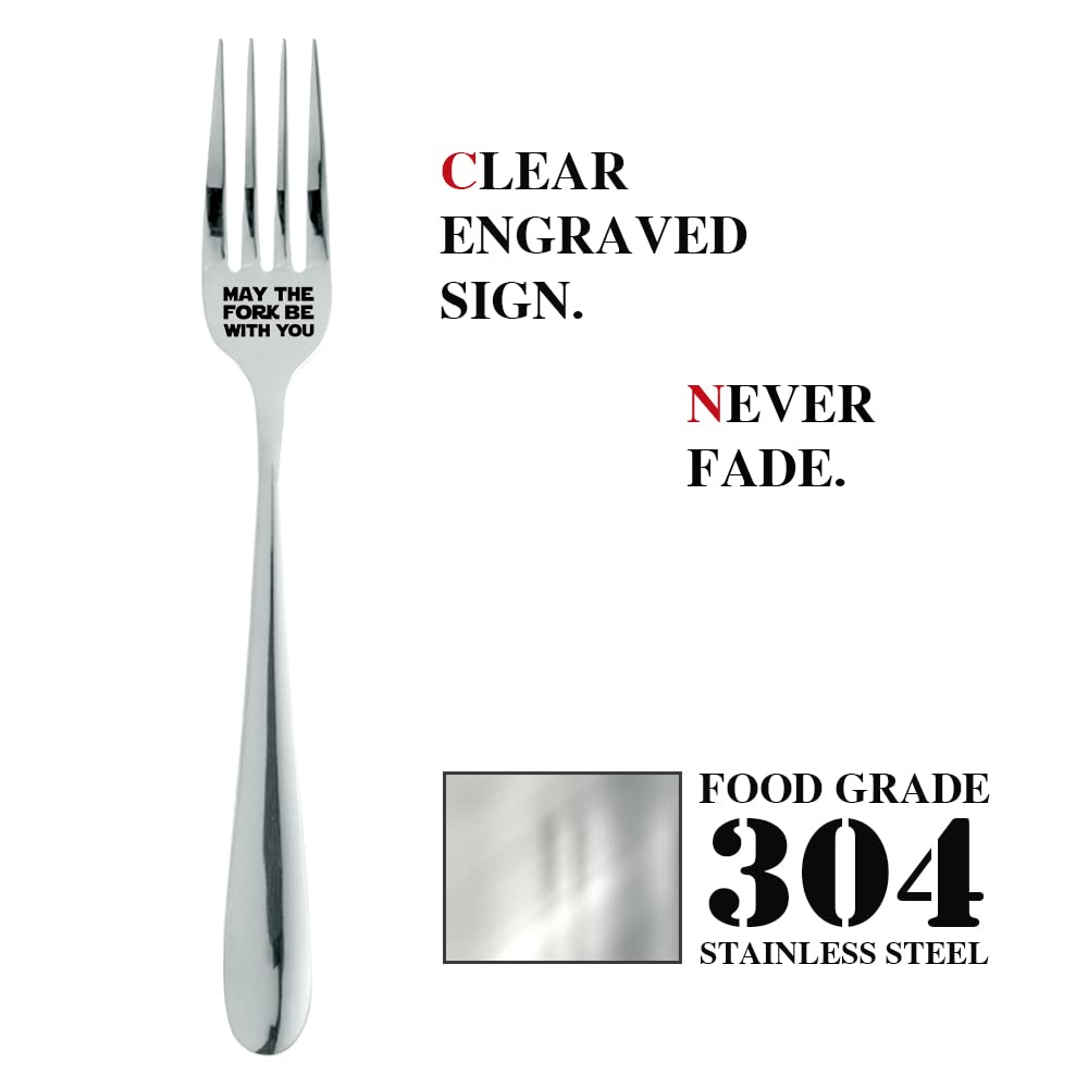 May The Fork Be With You, Funny Engraved Stainless Steel Dinner Dessert Fork with Gift Box — Amazon image 3