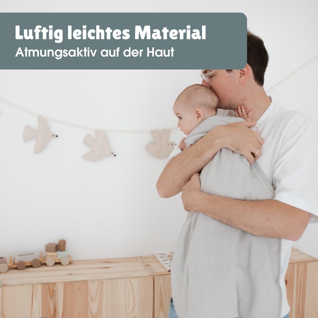 emma & noah Baby Schlafsack 0.5 TOG, Leinen Schlafsack für den Sommer, 100% Leinen, OEKO-TEX Zertifiziert, Atmungsaktiv und Leicht, Strampelsack für Neugeborene