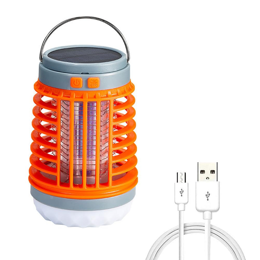 Mosquitoes Zapper Electrizap, Multifunctional Bug Zapper Solar Mosquito Killer Light, Waterproof Buzz Blast Pro Mosquitoes Zapper, USB Charging and Solar, for Outdoor and Indoor (Orange)