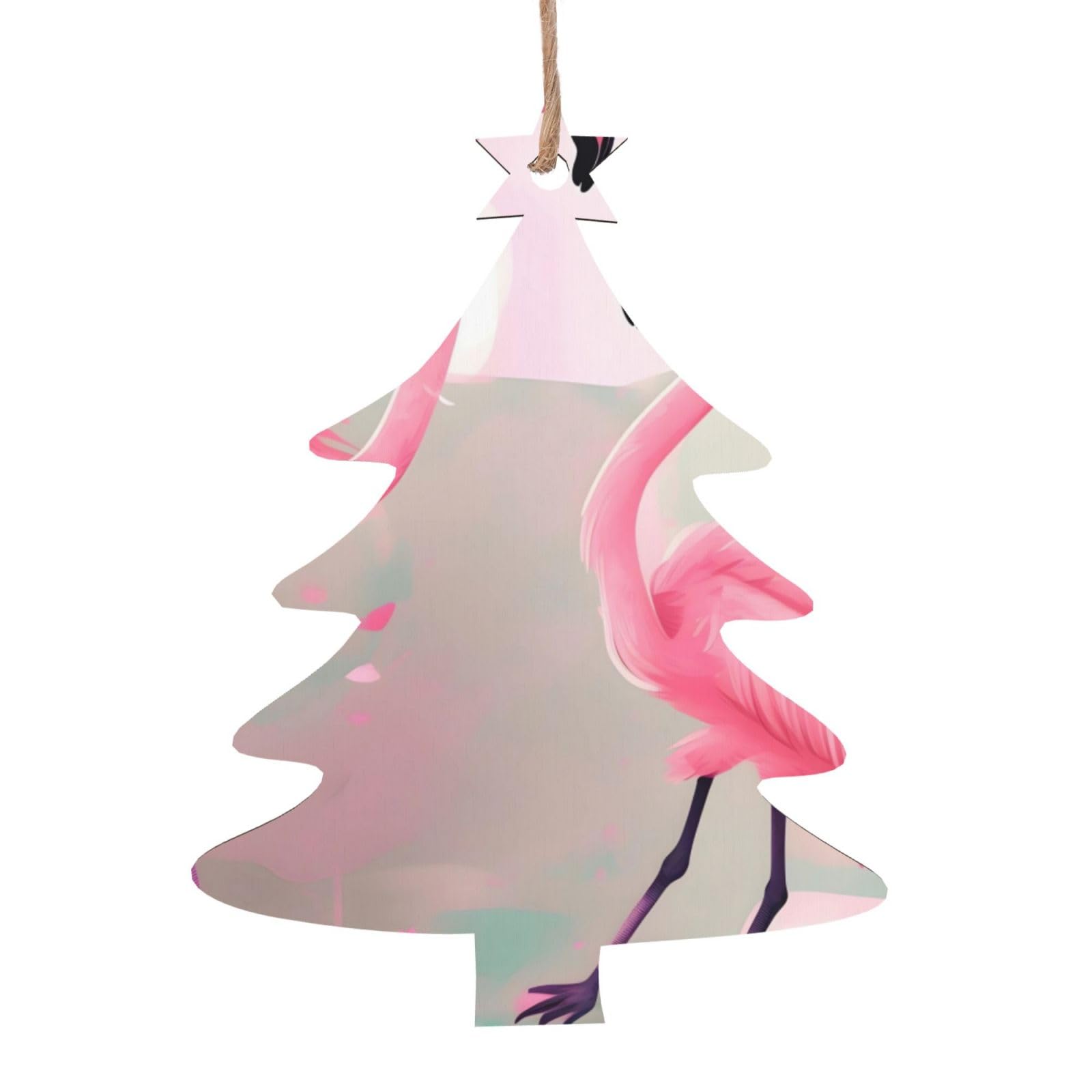 Love Flamingo Printed Christmas Wooden Pendants, Simple and Environmentally Friendly, Holiday decorationsã€‚