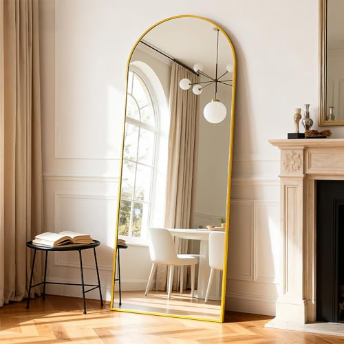 Simple Deluxe Arched Full Length Mirror 71x26Large Floor Mirrors for Wall Door Bedroom Bathroom Living Room (Gold)