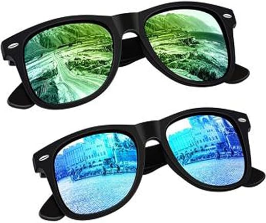 Younky Blue &amp; Green Rectangular Combo Sunglasses for Men And Women with UV Protection (Lens Blue &amp; Green || Frame-Black ||...