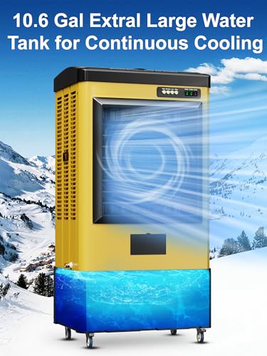 Uthfy 4800 CFM Swamp Cooler Air Conditioner, 41" Evaporative Air Cooler with 10.6 Gal Water Tank, 3 Speeds, 120°Oscillation, 3 Ice Packs, Outdoor Air Conditioner for Garage, Patio, Yard, Factory