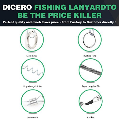 image for DICERO Fishing Coiled Lanyard (Pack of 8 or 12) Accessories Plastic Re