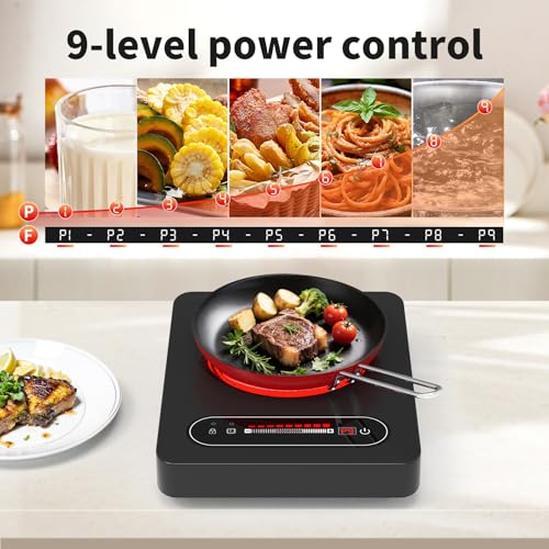 Image of VBGK Single Burner Electric Cooktop,110V 1800W Electric Stove Top with LED Touch Control,10 Power Levels, 4 hTimer, Safety Lock,single burner cooktop Overheat protection