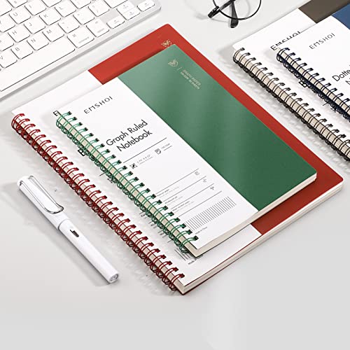 Emshoi Graph Paper Spiral Notebook 7.48" X 10.15" - B5 Graph Paper Notebook, 2 Pack 320 Pages 100Gsm Thick Grid Paper, Plastic Hardcover Journals For Writing Engineering Graphing Work School Supplies #TOP7