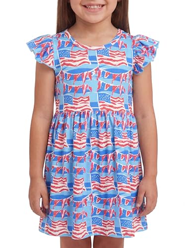 Image of Unique Baby Girls' Short Sleeve Everyday Printed Dresses for Kid and Toddler, Sizes 2T-12Y
