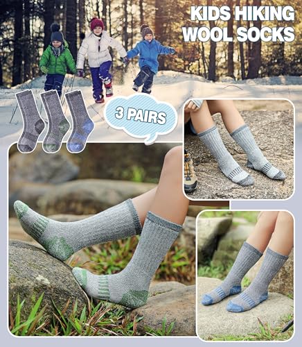 Kids Wool Hiking Socks Boys Girls Merino Wool Socks Thermal Winter Warm Thick Cushion Cozy Boot Crew Socks2