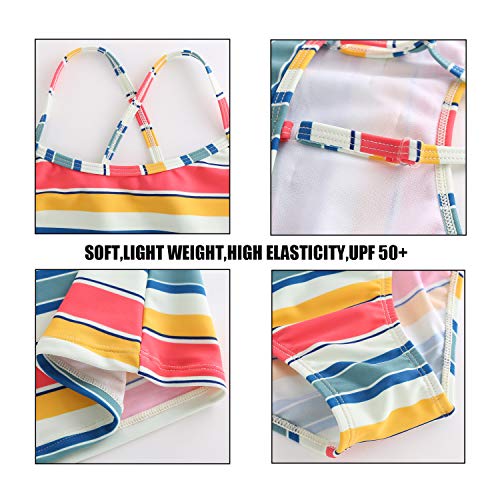 Image of Girls Two Piece Tankini Swimsuit Hawaiian Ruffle Swimwear Bathing Suit Set