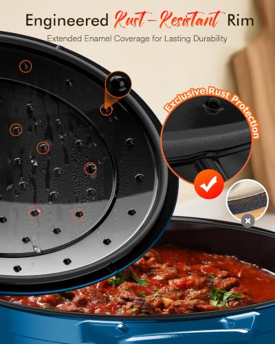 Image of Nuwave 6 Qt PFAS-Free Enameled Cast Iron Dutch Oven Pot with Lid, Santorini