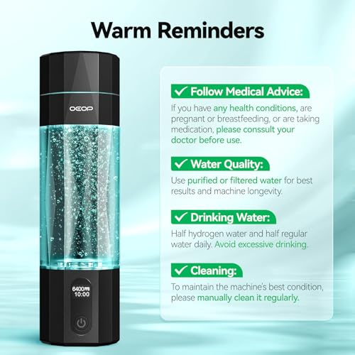 OEOP Upgrade Hydrogen Water Bottle - 6400PPB Hydrogen Water Generator, SPE/PEM Certified, 7oz Portable Hydro Water Machine, Perfect for Gym/Travel/Office & Gifts for Friends/Family - Image 10