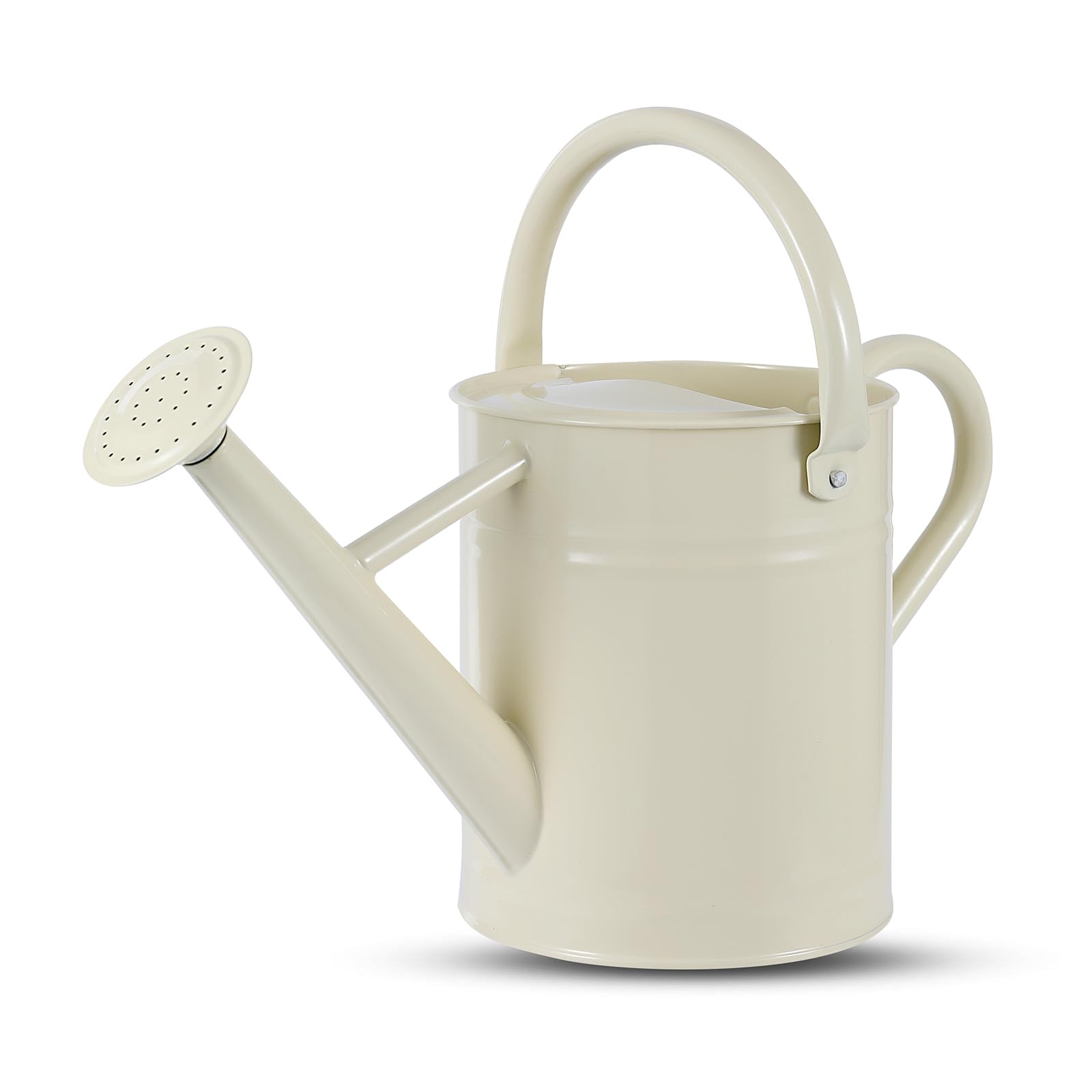 1 Gallon Watering Can for Plants, Watering Cans for Indoor&Outdoor Gardening, Galvanized Steel Watering Pot with Removable Spout, Metal Water Can with Ergonomic Movable Handle(Cream White)