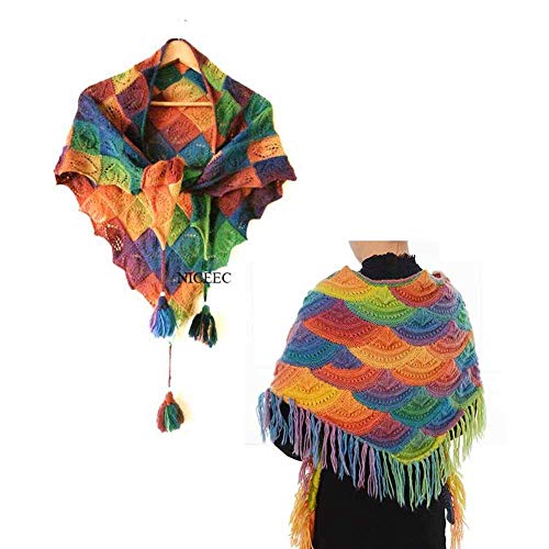 Image of NICEEC 3 Skeins 100% Wool Rainbow Yarn Soft Gradient, Self-Striping, Colorful Single Ply Yarn for Crochet & Knitting - 11#