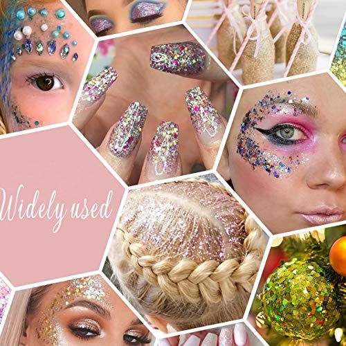 12 Color Chunky Nail Glitter Body Glitter Makeup Glitter for Face Body Eye Hair Crafts Cosmetic Sequins