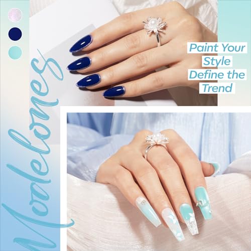 Image of modelones Gel Nail Polish Set Jelly Glitter 6Colors Blue