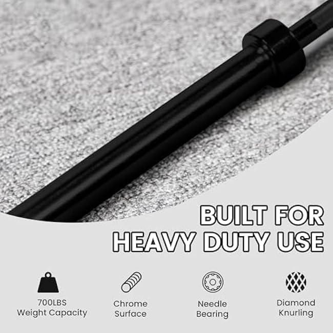 Olympic Barbell Bar for Power Lifting and Weightlifting, 700 Pound Capacity, 2 Inch Diameter