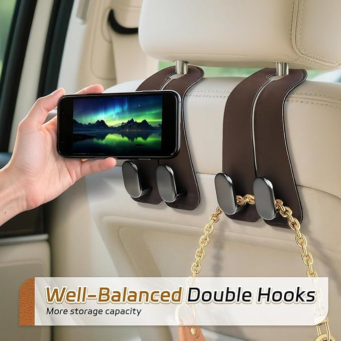 Image of VORLA Car Seat Gap Filler Organizer with Phone Holder, Upgrade Version, Prevents Falling, Black, Set of 2 (Back Storage Hook)
