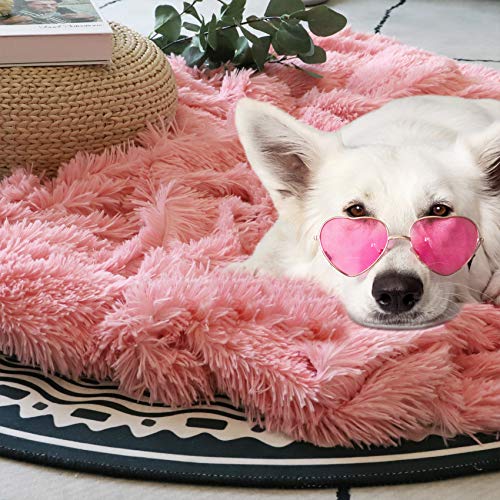 Image of Decorative Extra Soft Faux Fur Throw Blanket 50 inchx60 inch,Solid Reversible Fuzzy Double Layers Lightweight Long Hair Shaggy Blanket,Fluffy Cozy Plush Fleece Comfy Microfiber Blanket for Couch Sofa Bed,Pink