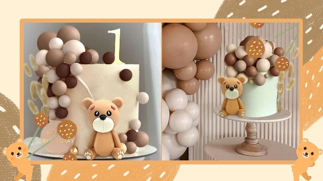 JeVenis Luxury Teddy Bear Cake Decorazione Baby Shower Decorazione Torta Orsacchiotto