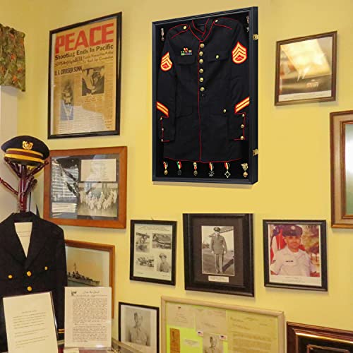 KCRasan Military Uniform Display Case - Police Uniform Display Frame - Uniform Shadow Box Wall Cabinet with Uv Protection Acrylic Door for Collection Military Uniform Black by KCRasan - Image 5