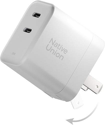 Native Union Fast GaN Charger PD 35W - Cargador USB-C ultra compacto habilitado para entrega de energía de hasta 35 W - para MacBook Air, iPads,