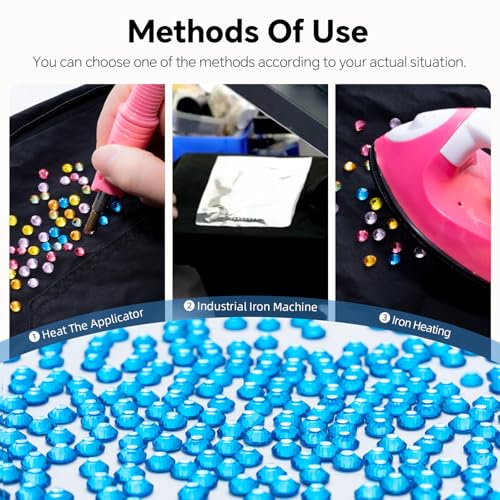Image of Hotfix Rhinestones Bulk 3000PCS SS6 (1.9-2.1mm), Capri Blue Glass Rhinestones for Clothes, Tumblers, Shoes DIY, Heat Transfer Flatback Gems for Crafts & Decoration