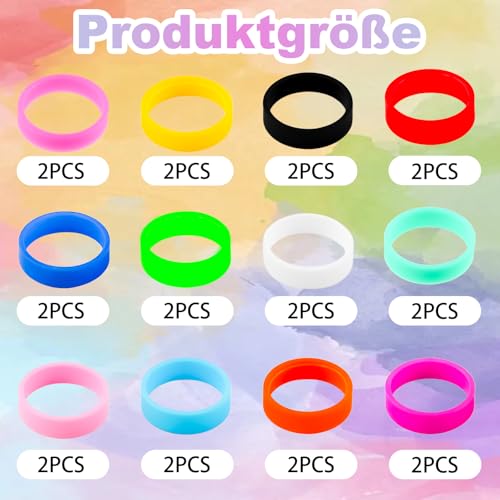 24 Stück Silikon-Gummibänder, rutschfeste kleine Gummibänder, farbig & wiederverwendbar – starke Bänder für Kabel, Seile, Büro- & Zuhauseorganisierung