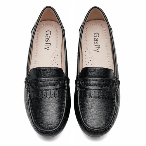 Image of Women's Business Loafers Work Casual Flats Shoes Lightweight Penny PU Leather Slip On Walking Shoes